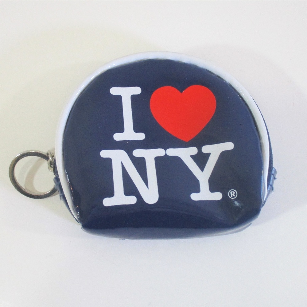 I Heart NY Round Key Ring Purse Love New York Zips